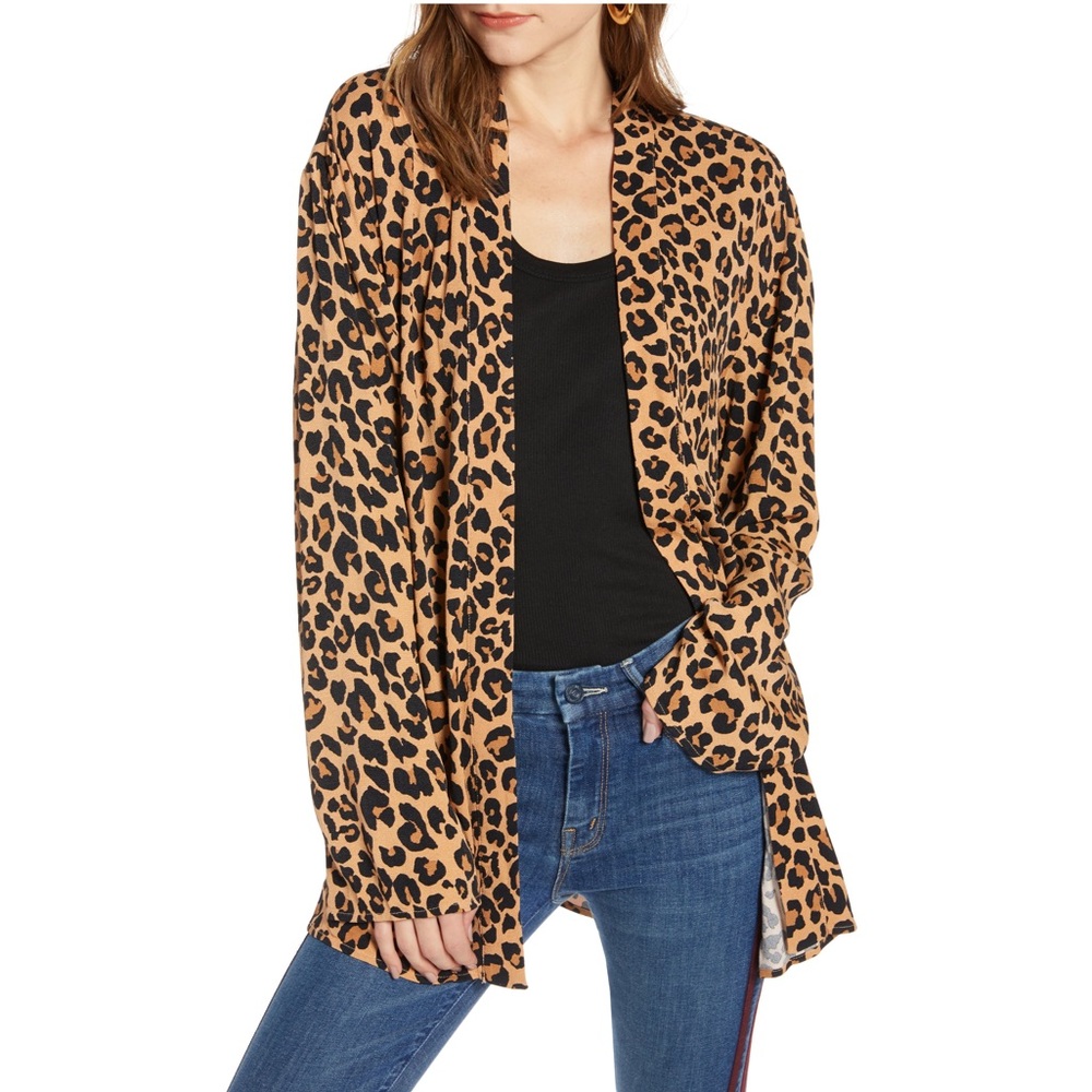 Nordstrom Rack Leopard Print Open Jacket